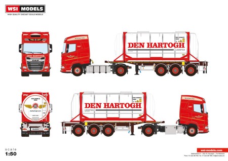 WSI Den Hartogh; DAF XG 4X2 CONTAINER TRAILER - 3 AXLE + 20FT TANK CONTAINER