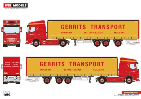 WSI Gerrits Transport; DAF XG 4X2 TRIDEC CURTAINSIDE TRAILER - 3 AXLE